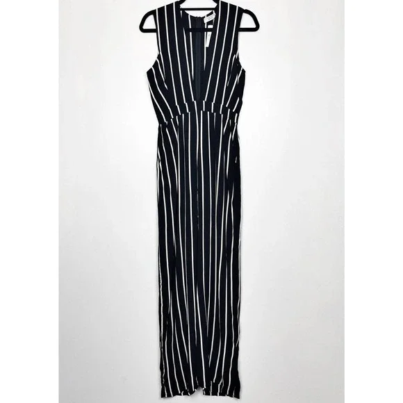 NWT Flynn Skye Florence Jumpsuit Plunge Neckline Black White S